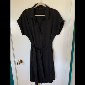Black collared button down dress